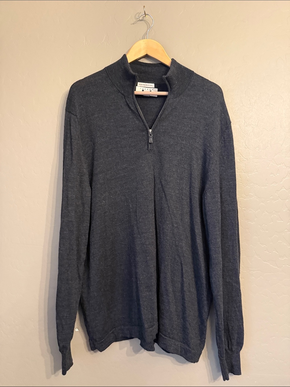 Joseph Abboud 100% Merino Wool Charcoal Gray Quarter-Zip Sweater
